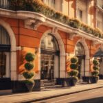 professionnal photography of an hotel in london, realistic, beautiful day