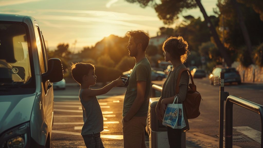 Family using toll service with holiday vouchers in Marseille