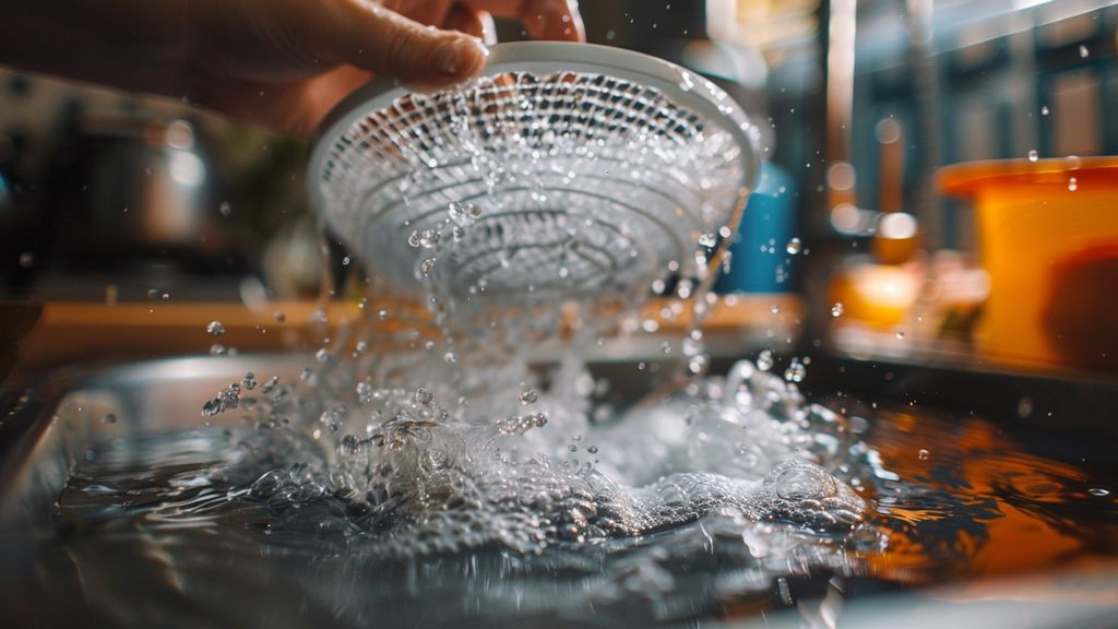 Stepbystep cleaning process of the filters with water and detergent